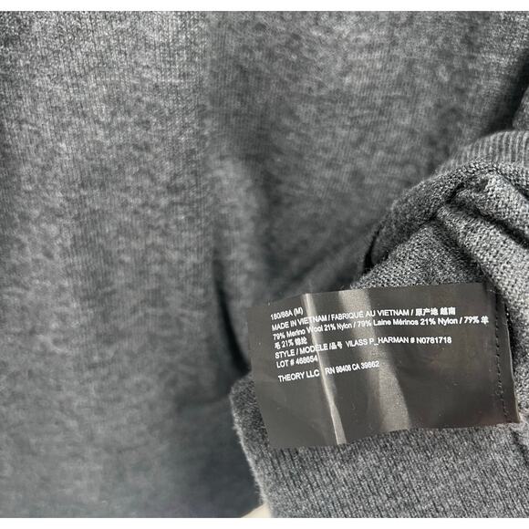 Theory Vilass Wool Blend Turtleneck Sweater Men's M Charcoal - Picture 4 of 7